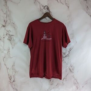 Life Is Good T Shirt Womens Small Red Snowman Winter Chillin And Grillin Cookout